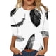 thumbnail image 2 of ICHUANYI Clearance Women's Fashion Printed T-shirt 3/4 Sleeves Blouse Round Neck Casual Tops(White, XL) ICHUANYI WER2023081117978, 2 of 5