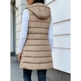 thumbnail image 6 of Fall Winter Women Sleeveless Long Vest Hooded Puffer Zipper Outwear Vest, 6 of 7