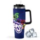 thumbnail image 1 of Critters Sonrientes Vaso aislado de acero inoxidable con asa, diseño temático, regalo para familia, amigos y fans; incluye pajita y encaja en el portavasos estándar, 40 oz, 1 of 6