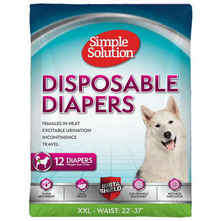 Simple Solution True Fit Disposable Dog Diapers for Female Dogs | Super Absorbent with Wetness Indicator | XXL | 12
