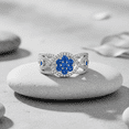 thumbnail image 3 of SilverCloseOut Sterling Silver Simulated Blue Sapphire Flower Ring, 3 of 9