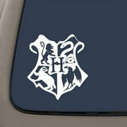 Hogwarts Crest Decal | 7 Inches By 6.5 Inches | White Vinyl Decal | Car Truck Van SUV Laptop Macbook Wall Decals