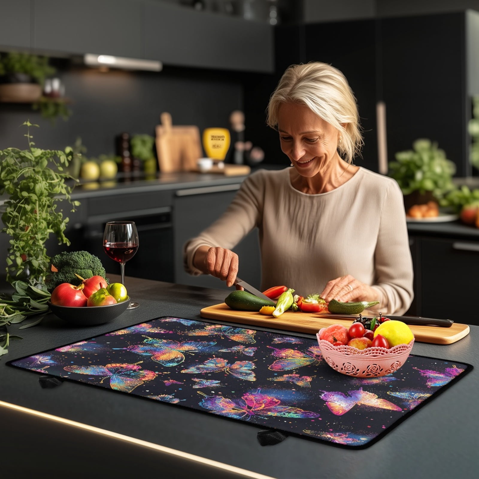 Renewold Stove Cover for Stove Top, Ceramic Stove Top Cover Mat Scratch Resistant Oil Resistant Stovetop Cover Oven Mat Protector for Kitchen Decor, Butterfly Colorful