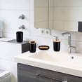 thumbnail image 4 of Juego de accesorios de baño de 5 piezas con cubierta de bambú, juegos de decoración de baño de plástico, soporte para cepillo de dientes, vaso para cepillo de dientes, dispensador de jabón, jabonera,, 4 of 5