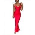 thumbnail image 5 of Coduop Women's Satin Spaghetti Strap Bodycon Long Dress Sleeveless Deep V Neck Evening Party Dress, 5 of 7