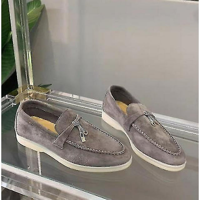 Zapatos de paseo de verano, mocasines de mujer, mocasín informal de gamuza, gorro con cierre, cómodos zapatos planos de suela blanda de talla grande huangjie unisex