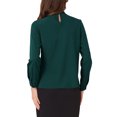 thumbnail image 3 of BLUSA DE CHIFFON CON CUELLO ALTO INSPIRADA EN CHIC OTOÑO INVIERNO PARA MUJER, MANGA LARGA, CAMISA DE NEGOCIOS CASUAL, M VERDE OSCURO, 3 of 6