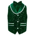 thumbnail image 2 of Doomiva Boys Girls Latin Jazz Modern Dance Vest Sleeveless Sparkly Sequins Waistcoat and Tuxedo Bowtie Dark Green 14, 2 of 4