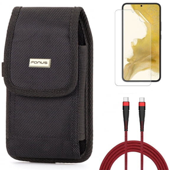 For Samsung Galaxy S21 (6.2") - Holster Swivel Case Belt Clip   Charger Cord Type-C to USB-C 10ft PD Cable   Anti-Glare TPU Film Matte Screen Protector