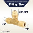 thumbnail image 2 of LTWFITTING Brass 1/4" OD x 1/4" OD x 1/8" Male NPT Flare Run Tee Tube Fitting(Pack of 5), 2 of 4