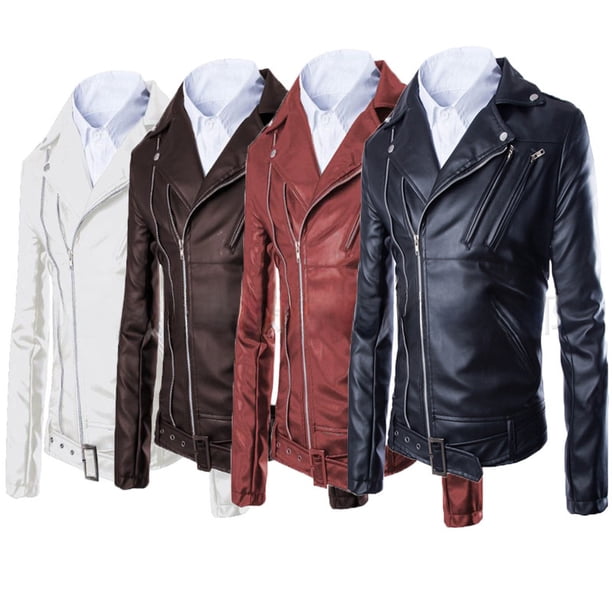 Abrigo de cuero para hombre, otoño e invierno, corte entallado, moderno, juvenil, atractivo, informal, con cuello alto, chaqueta de cuero PU para motocicleta