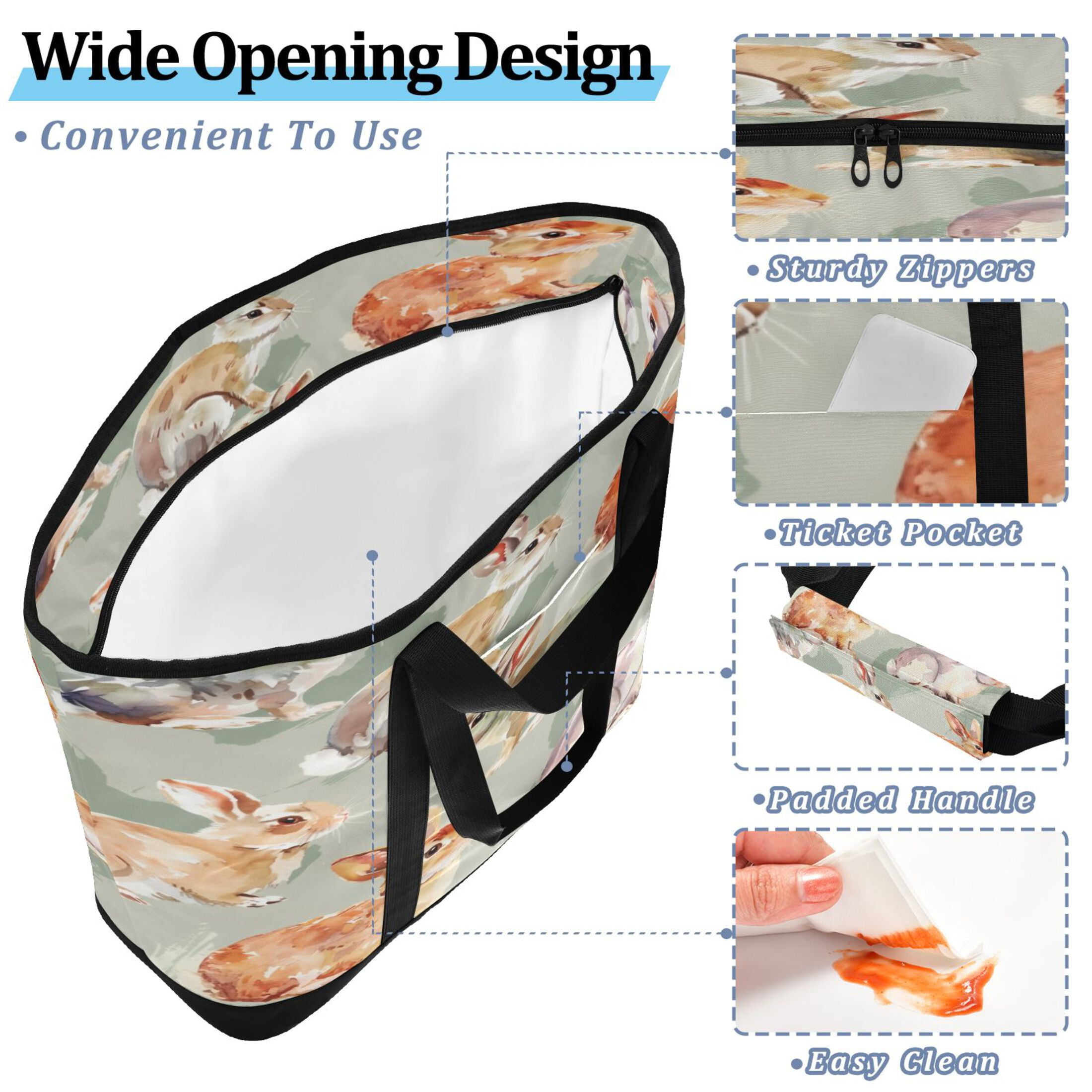 Large Hand-held Ice Pack Picnic Bag Insulation and Refrigeration Suitable for Shopping Picnics and Camping Colorful Rabbit