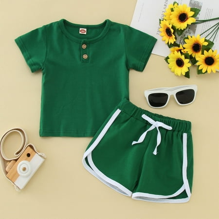 

Hunpta Toddler Boys Girls Short Sleeve Solid T Shirt Tops Shorts Sports Outfits Tracksuit