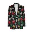 thumbnail image 3 of Uorisanigo Christmas Snowflake Print Mens Blazer Jacket Size M Long Sleeve Regular Fit Men's Casual Blazer Lightweight Jacket One Button Stretch Daily Blazers Stylish, 3 of 6