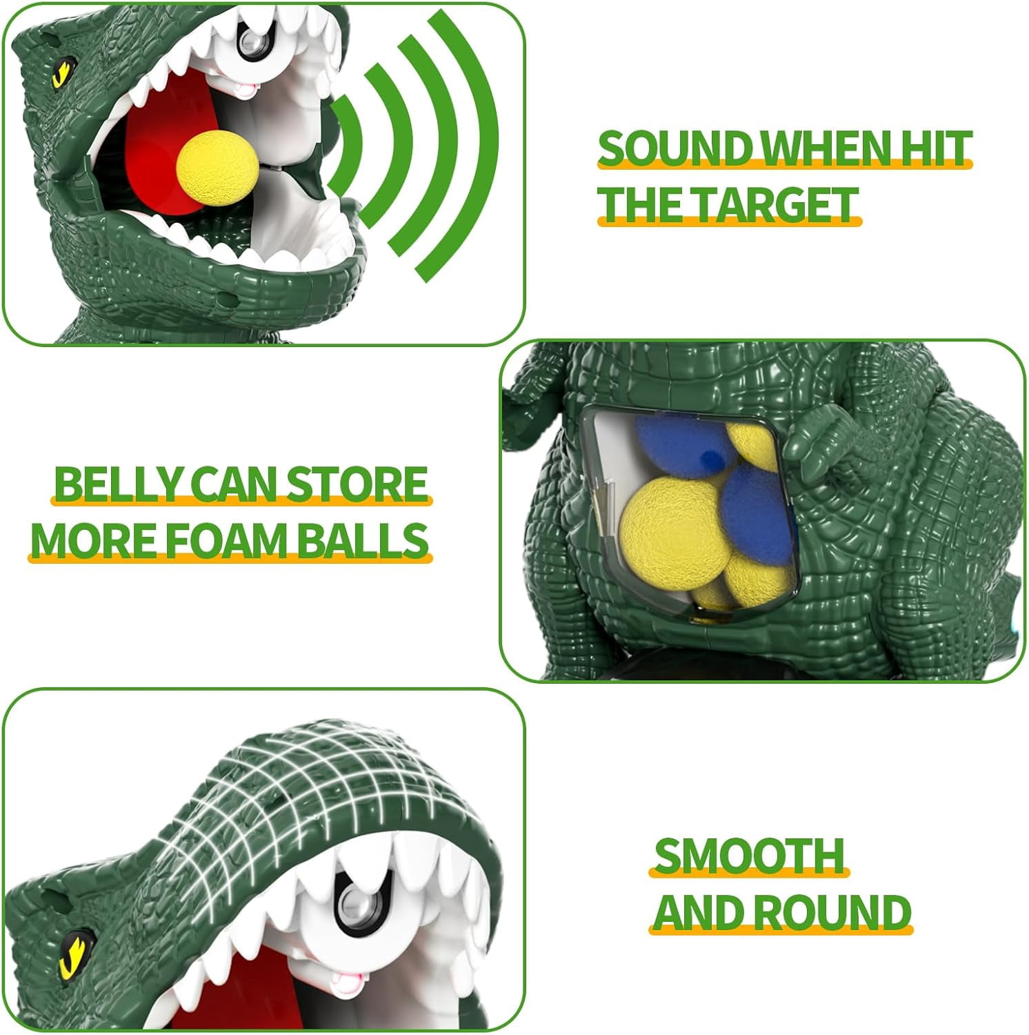 Dinosaur Shooting Game for Kids – 2 Air Pump Launchers, Electronic Target with LCD Score, Lights & Sounds, 24 Foam Balls, Gift for Boys Ages 3-5