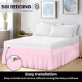 thumbnail image 6 of SGI bedding 9 inch Drop Wraparound Bed Skirt Queen Size - No Lifting Required, Adjustable Easy Fit Elastic Strap, Classic Gathered Styling Dust Ruffle, Fade Resistant -Pink, 6 of 7