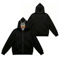 thumbnail image 4 of XIAOCHA Halloween Roomy Fit Hoodie for Men Flame Eye Skull Graphic Hooded Sweatshirt, Black, Sizes XXL, 4 of 8
