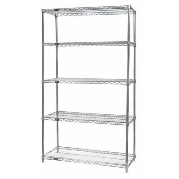 Quantum Storage WR86-1872S-5 Wire 5 Shelf Starter Kit, Stainless - 18 x 72 x 86 in.
