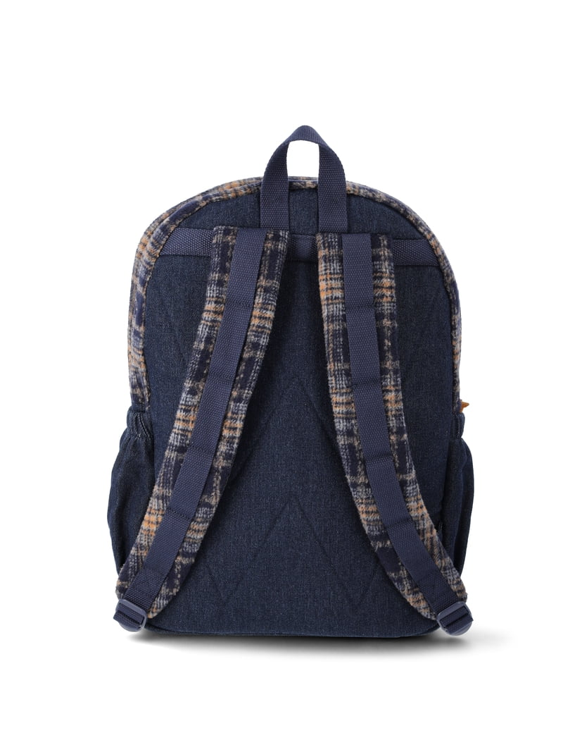 denim backpack with leather SOFIA MONTANA Drawstring closure underneath the front fold RRL Indigo Denim Rucksack