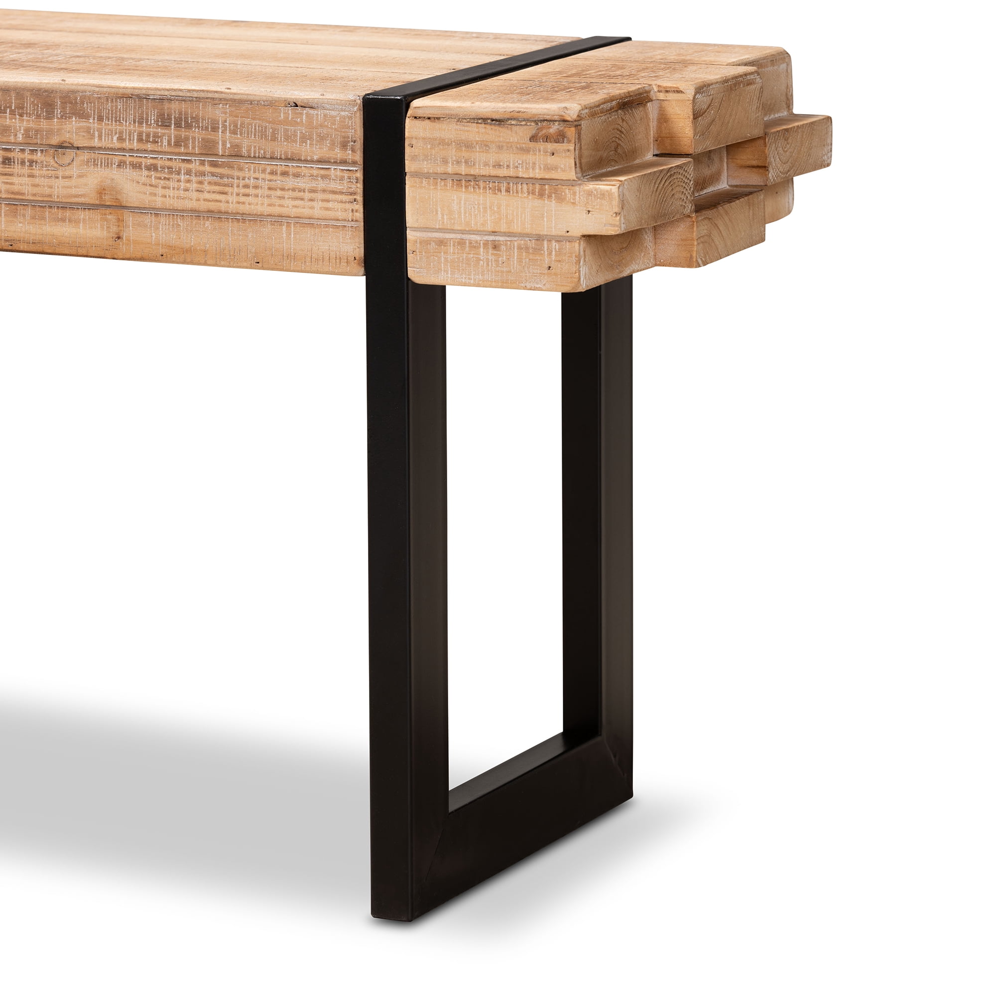 Baxton Studio Medium Density Fiberboard Bench with Rustic and Industrial Design, Natural Brown