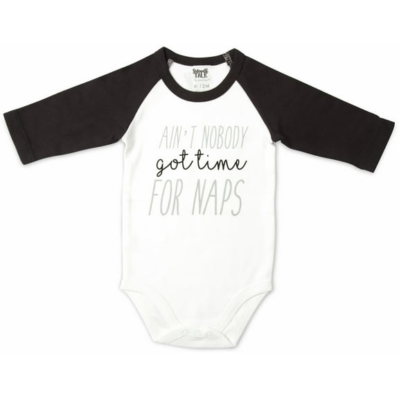 Pavilion Gift Company - Nobody Got Time - 6-12 Months 3/4 Length Black Sleeve Onesie