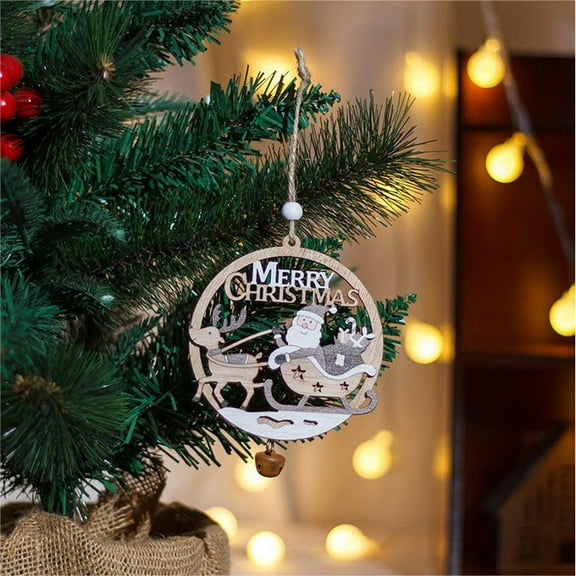 Wadada Wooden Christmas Tree Ornaments, 3D Hanging Christmas Decorations, Rustic Farmhouse & Winter Wonderland Ornaments for Christmas Tree Xmas Party, Santa Claus Snowman Snowflake (4.5 Inch)