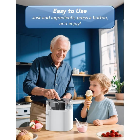 Ice Cream Maker Machine 1.5 Qt, Frozen Yogurt & Sorbet Maker with LCD Timer, Quiet Operation for Homemade Desserts