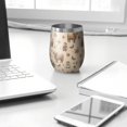 thumbnail image 3 of 12oz Stemless Wine Tumblers Beige Highland Cow Figure Butterfly Pattern Vacuum Insulated Stainless Steel Travel Tumbler Cups Mug with Lid and Straw for Champaign,Cocktail,Beer with Cleaning Brush, 3 of 5