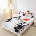 thumbnail image 4 of Homewish Natural Landscape Mountain Bed Sheets,Japanese Style King Sheets,Gray White Sheet Set For Kids,Super Cozy Room Decor,4pcs, 4 of 7