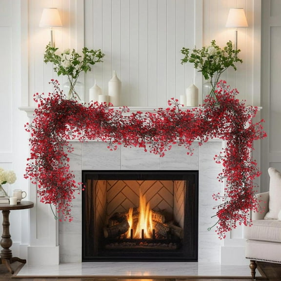 CREATITOY 2 Pcs 68.9 Inches Artificial Forsythia Vine - Faux Willow Branch Garland for Christmas Tree WrappingHome Wall Festive Decor