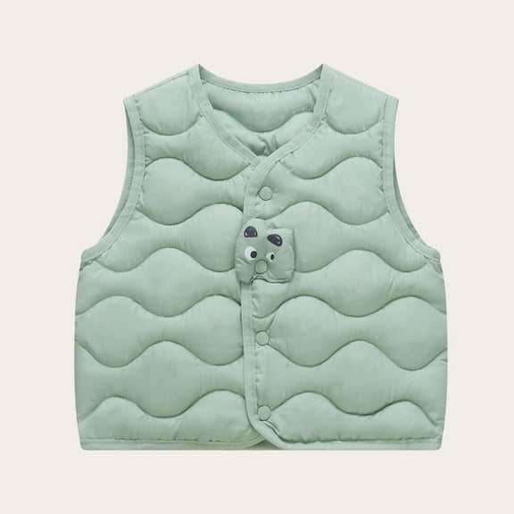 NAISIBABY Toddler Vest jacket (1-8T), Graphic Buttons Sleeveless Fall Winter Thermal Boys Girls Puffer Coat Green