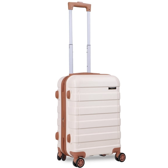 SuperDeal 22 Inch Spinner Carry On Luggage Hardside Suitcase Expandable Travel Bag with Wheels, White