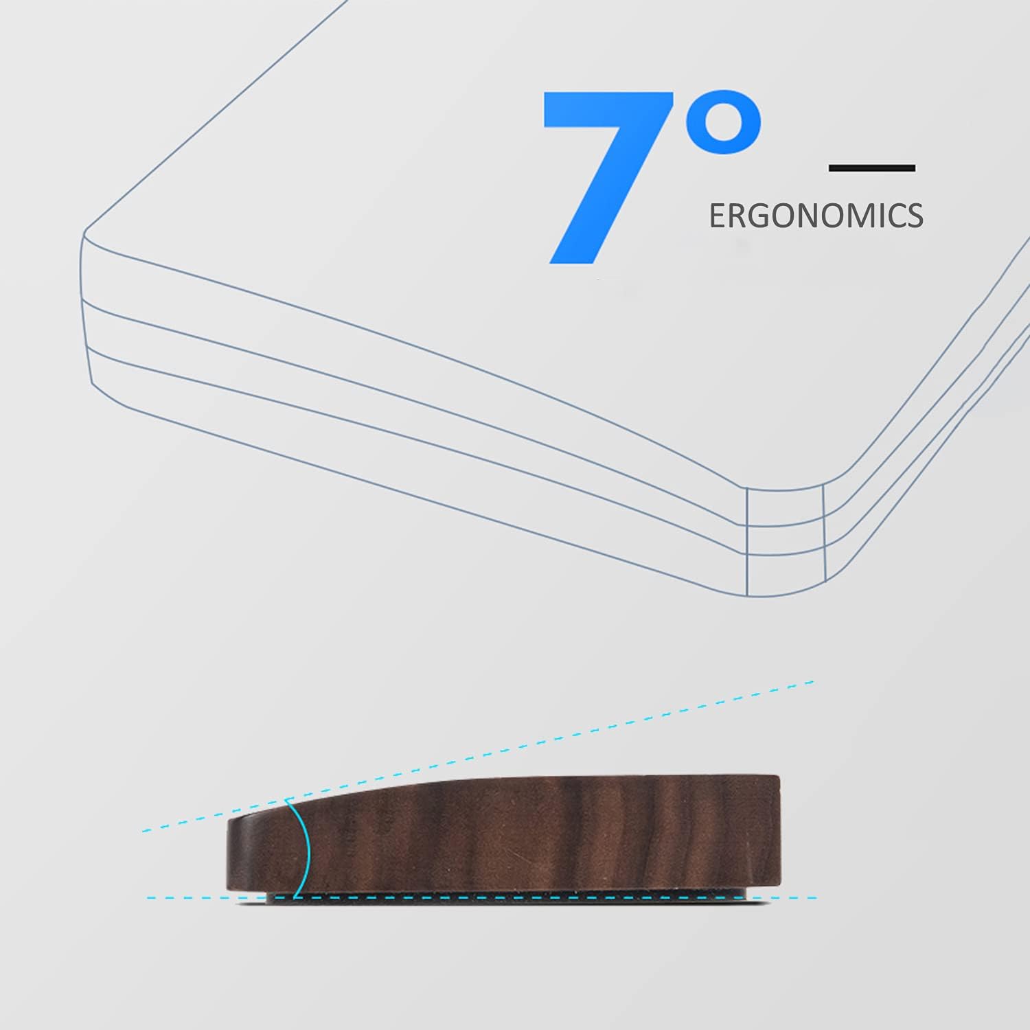 Keyboard Wooden Wrist Rest, Black Walnut Solid Wood Non-Slip Ergonomic Palm Rest for Compact 60% Keyboard, Durable and Easy to Clean