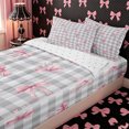 thumbnail image 3 of Erosebridal Classic Watercolor Bow Zipper Full Size Comforter Sets with Fitted Sheet and 2 Pillowcases,Neutral Plaid Backdrop Zipper Bedding Set,Gray Pink,4pcs,Reversible, 3 of 6
