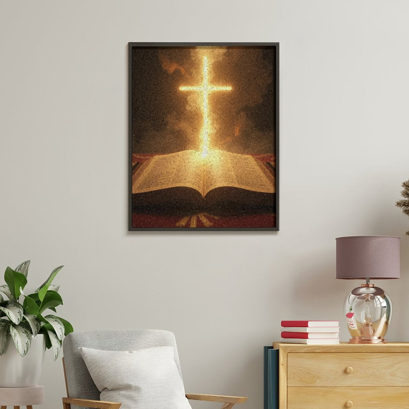 Paint By Numbers Kit for Adults Beginner - Illuminated Glowing Cross DIY Canvas Painting Kits for Adults, Frameless Paint By Number for Adults for Home Wall Decor 16x20 Inch