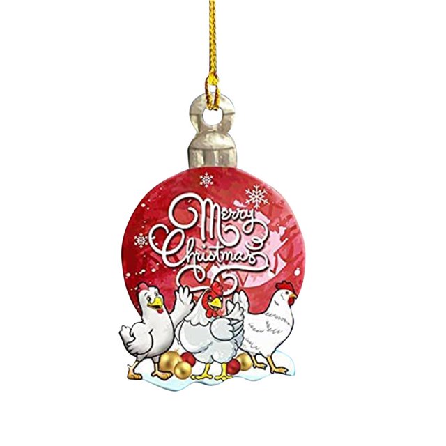 Bearachild Colgante navideño de pollo con sombrero, bufanda, árbol de Navidad, adorno colgante, decoración de fiesta navideña Kits de decoración para fiestas No. 4 Bearachild HA043007-04