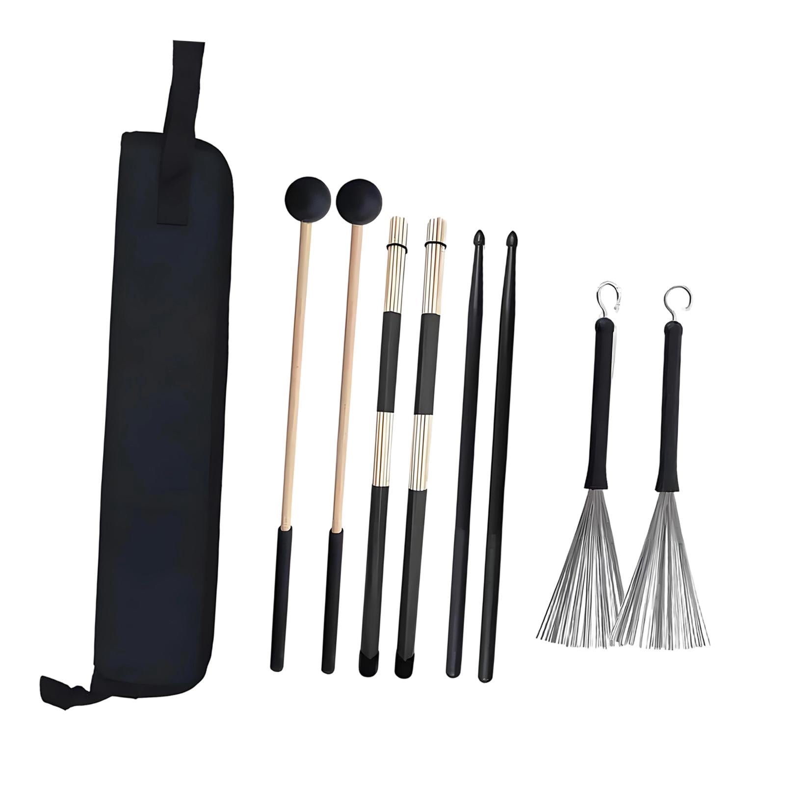 LeeQinersw Drum Sticks Set Brushes Stage Performance Ergonomic Non Slip Handles with Storage Bag Practice for Professional Musical Lover