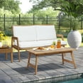 thumbnail image 3 of LuxenHome Outdoor Acacia Wood Coffee Table and Loveseat with Cushions, 3 of 6