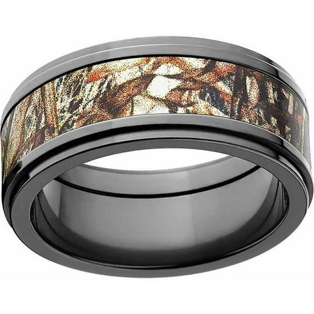 Mossy Oak Duckblind Men's Camo Black Zirconium Ring with Polished Edges and Deluxe Comfort Fit
