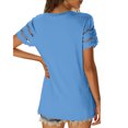 thumbnail image 4 of IROINNID Women's Casual Basic Solid Color T-Shirt Hollow Short Sleeve Round Neck Blouse, 4 of 6