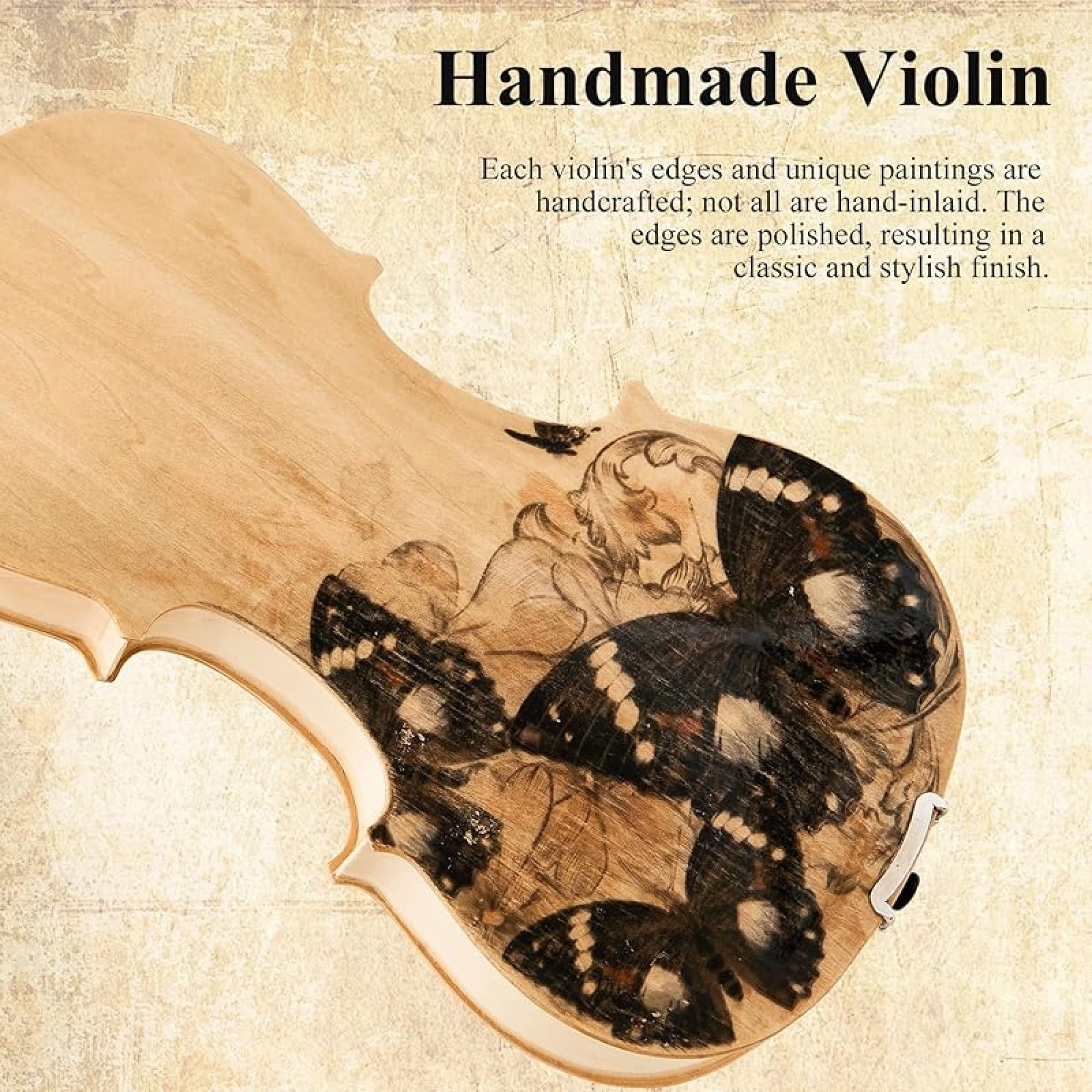 Beginner Violin 4/4 Full Size Kit, Violin Fiddle Set for Professional, Teens, Student, Solid Wood Violins Set with Bow, Rosin, Shoulder Rest, Extra Strings and a Lightweight Hard Case (Black)