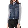thumbnail image 1 of INSPIRE CHIC Women's Washed Denim Button Sleeveless Vest Jacket with Pockets Blue S, 1 of 7