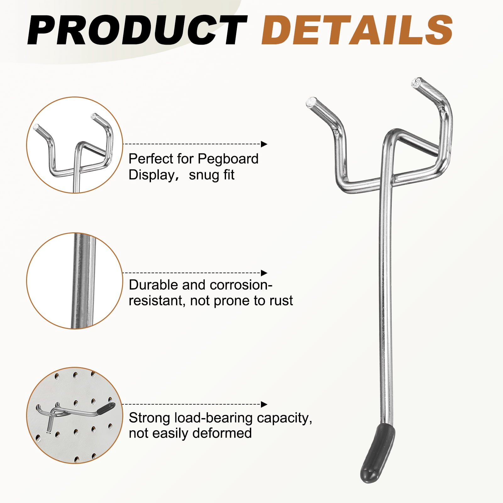 Uxcell 20Pcs Pegboard Hooks, 3.9 in L Shape Pegboard Wall Hook Fit 1-1/4" Hole Pegboard 3.2mm Thick for Wall Organizing
