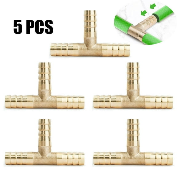 5 PCS - 3/8 HOSE BARB TEE Brass Pipe 3 WAY T Fitting Thread Gas Fuel Water Air##
