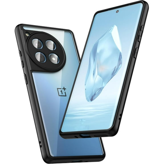 Clear Case for OnePlus 12R [Not for OnePlus 12], Hard PC Back & Soft TPU Bumper [Not Yellowing] Shockproof Protective Phone Case Slim Fit Thin Cover for OnePlus 12R 5G 2024 (Black Clear)