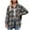 Brown, variant on Women's Casual Cotton Plaid Shirts Long Sleeve Button-Down Flannel Overshirt Jacket (White, XXL)