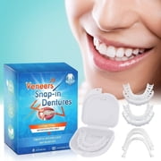 Fake Teeth, Temporary Smile Veneers, Moldable Snap-on Dentures for adults covering missing gaps naturally, 2 Pairs