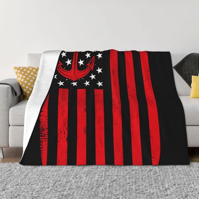 Fotbe Nautical American Flag Manta de Franela con Estampado, Manta Ultrasuave para Cama, Sofá, Auto, Hipoalergénica y Antibolitas-50"x40"