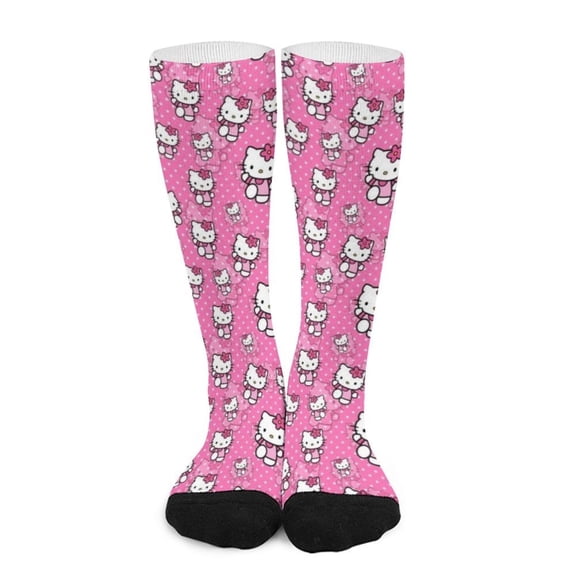 Hello Kitty Compression Socks For Women And Men Support Knee High Socks For Running Hiking Athletic Nursing