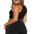 thumbnail image 4 of Women Y2k Ribbed Tank Tops Crew Neck Sleeveless Vests Summer Slim Fit Crop Tops Aesthetic Clothes, 4 of 5